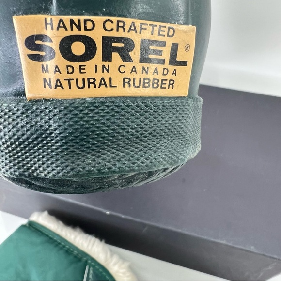 Vintage Sorel hunter green boots Faux Fur Sz 9 Canada Made Waterproof Duckie - Picture 6 of 15